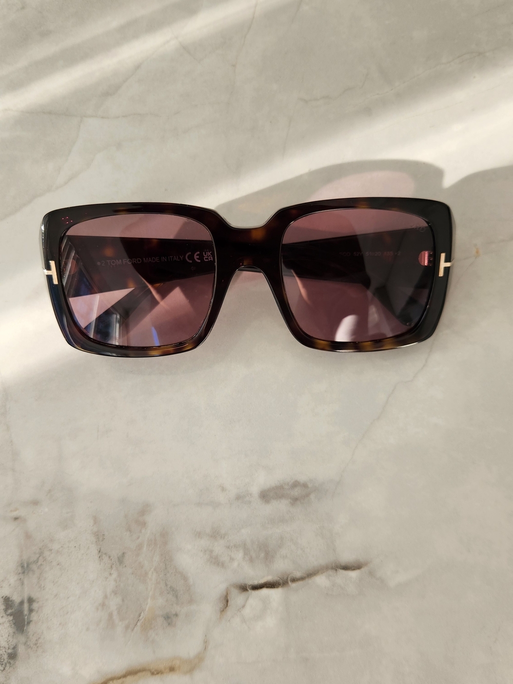 Tom Ford Women's Tortoiseshell Square Sunglasses with Brown-Purple Lenses